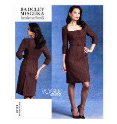 1121 Vogue BADGLEY MISCHKA LIGHTWEIGHT FIT INSET SEAM LONG SLEEVE DRESS, BELT  PATTERN 6-12 NEW
